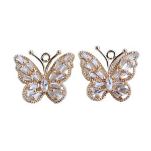 Copper Zircon Butterfly Earrings Charms Necklace Pendants