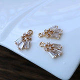 Copper Zircon Leaf Earring Charms 9x14MM