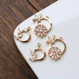 Copper Zircon Leaf Bee Charms Necklace Pendants DIY Earring Findings
