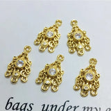Copper Zircon Palace Tassel Earrings Beads Charms Necklace Pendants