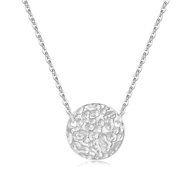 Plated Round Pendant Necklace Sterling Silver 925 Choker Chain Fine Jewelry