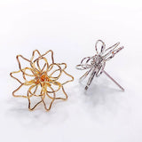 Silver Plated Wirewound Stud Earrings Flower DIY Pendant 6pcs