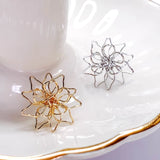 Silver Plated Wirewound Stud Earrings Flower DIY Pendant 6pcs
