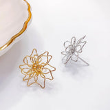 Silver Plated Wirewound Stud Earrings Flower DIY Pendant 6pcs