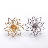 Silver Plated Wirewound Stud Earrings Flower DIY Pendant 6pcs