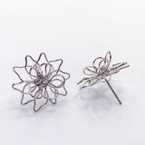 Silver Plated Wirewound Stud Earrings Flower DIY Pendant 6pcs