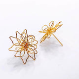 Silver Plated Wirewound Stud Earrings Flower DIY Pendant 6pcs