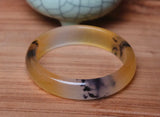 Natural Hand-Carved Flower Jade Bangle Bracelet for Women