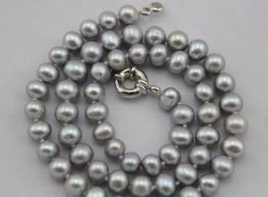 Gray Freshwater Pearl Necklace 8-9mm 17 Inch