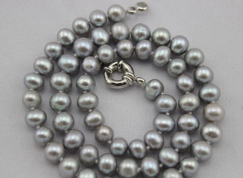 Gray Freshwater Pearl Necklace 8-9mm 17 Inch