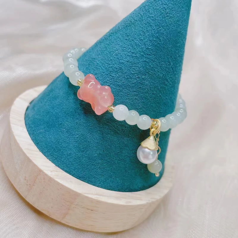 Hotan Jade Class A Bracelet DIY Handmade Jewelry Ladies Luck Hand String