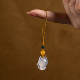 Jade Crystal Cartoon Fox Phone Chain Pendant Agate Keychain