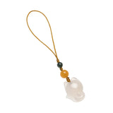 Jade Crystal Cartoon Fox Phone Chain Pendant Agate Keychain