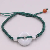 Real Jade Weave Bracelet Lucky Circle Round Jade Rope Luck Bracelet