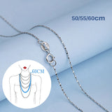 925 Silver Water Wave Long Chain Necklace 50 55 60 CM 1.5 MM Platinum