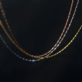 925 Silver Water Wave Long Chain Necklace 50 55 60 CM 1.5 MM Platinum