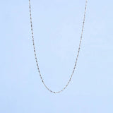925 Silver Water Wave Long Chain Necklace 50 55 60 CM 1.5 MM Platinum