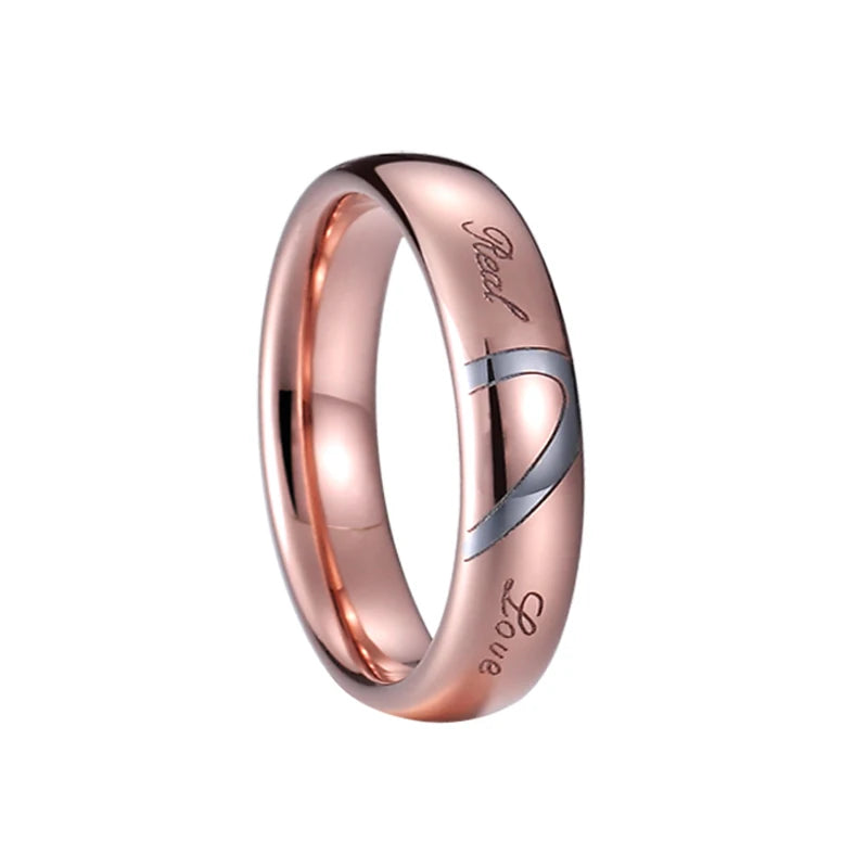 LOVE Heart Marriage 100% Tungsten Carbide Ring Wedding Couple Rings Set