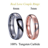 LOVE Heart Marriage 100% Tungsten Carbide Ring Wedding Couple Rings Set