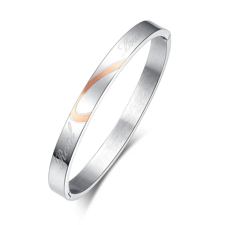 Real Love Couple Bracelets Stainless Steel Charms Gift