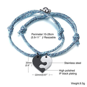 Real Love Couple Bracelets Stainless Steel Jewelry Gift Puzzle Charm