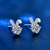 1CT Moissanite Rabbit Stud Earrings - Sterling Silver 18K Plated