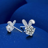 1CT Moissanite Rabbit Stud Earrings - Sterling Silver 18K Plated