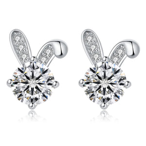 1CT Moissanite Rabbit Stud Earrings - Sterling Silver 18K Plated