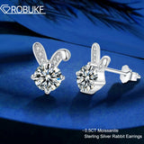 1CT Moissanite Rabbit Stud Earrings - Sterling Silver 18K Plated
