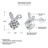 1CT Moissanite Rabbit Stud Earrings - Sterling Silver 18K Plated