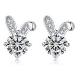 1CT Moissanite Rabbit Stud Earrings - Sterling Silver 18K Plated
