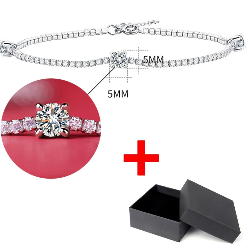 Moissanite Bracelet Women 925 Silver Princess Cut Diamond Jewelry