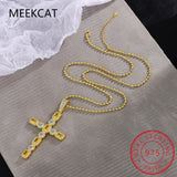Moissanite Cross Pendant Necklace 925 Sterling Silver Citrine Diamond Necklaces