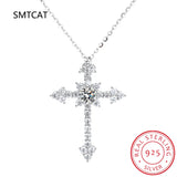 1ct Moissanite Diamond Cross Pendant Necklace D S925 Sterling Silver