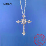 1ct Moissanite Diamond Cross Pendant Necklace D S925 Sterling Silver