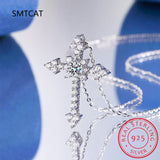1ct Moissanite Diamond Cross Pendant Necklace D S925 Sterling Silver