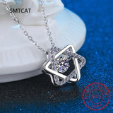 Moissanite Diamond Hexagram Pendant Necklace 925 Sterling Silver Star of David