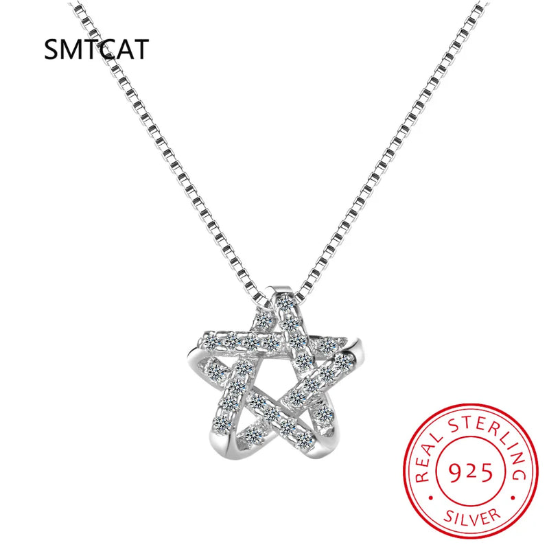 Moissanite Diamond Hexagram Pendant Necklace 925 Sterling Silver Star of David