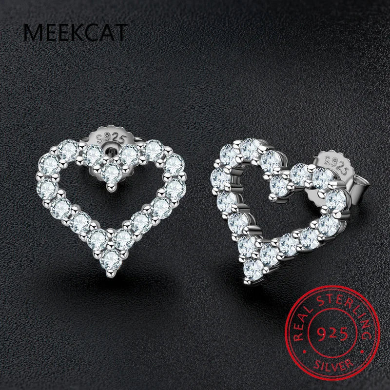 Moissanite Diamond Stud Earrings Silver Plated Ear Studs