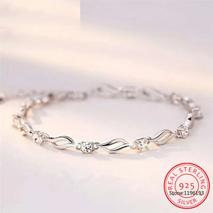 Moissanite 4 Claw Tennis Bracelet S925 Sterling Silver Diamonds Wave Bracelet