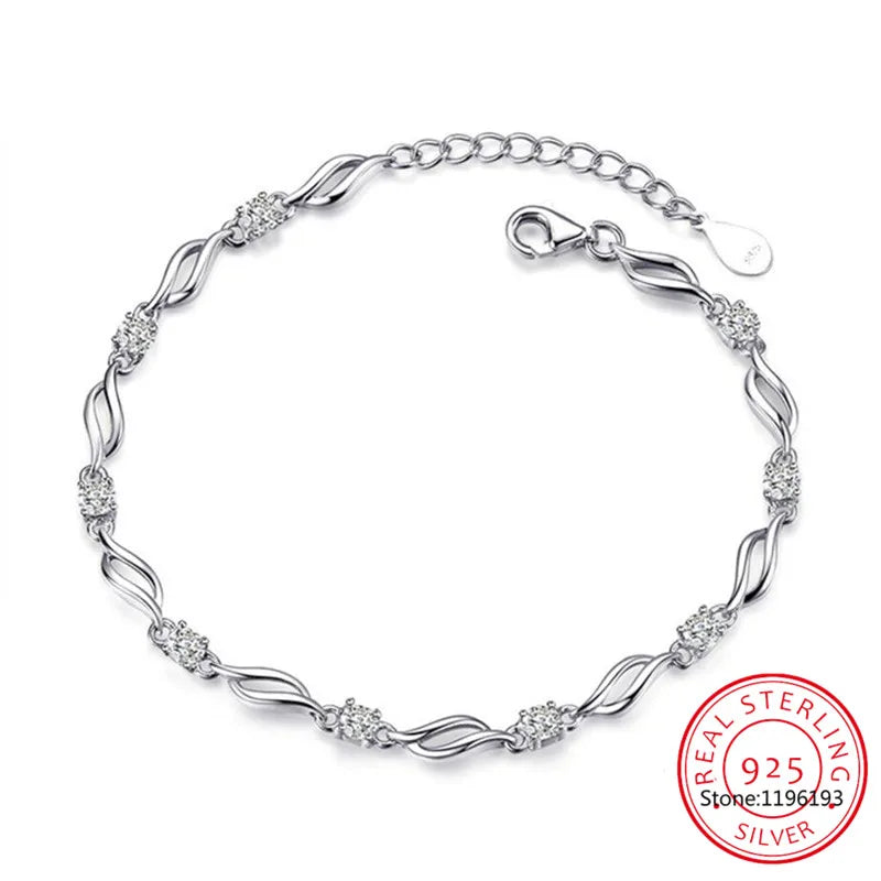Moissanite 4 Claw Tennis Bracelet S925 Sterling Silver Diamonds Wave Bracelet