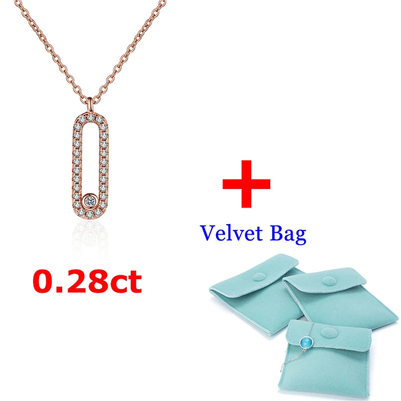 Rose Plated Silver Moissanite Necklace for Women