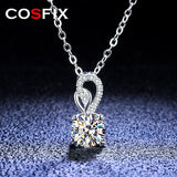 1CT Moissanite Heart Prong Necklace D Brilliant Silver