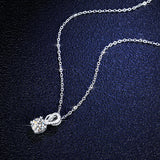 1CT Moissanite Heart Prong Necklace D Brilliant Silver