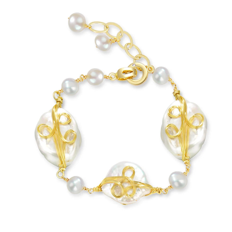 Big Baroque Pearl Bracelet Geometric Irregular Bracelet Jewelry For Wedding