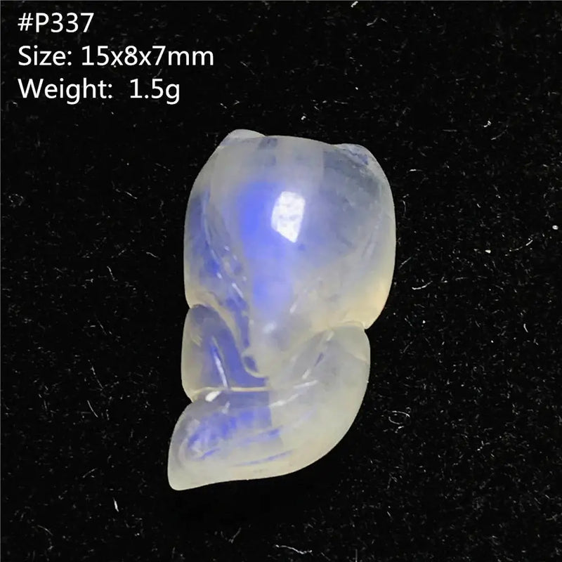 Fox Carved Natural Light Moonstone Pendant 15x8x7mm