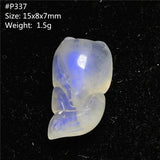 Fox Carved Natural Light Moonstone Pendant 15x8x7mm