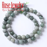 Natural Burma Jadeite Beads Green Myanmar Jades Stone Round Beads 15inch