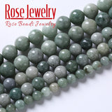 Natural Burma Jadeite Beads Green Myanmar Jades Stone Round Beads 15inch
