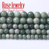 Natural Burma Jadeite Beads Green Myanmar Jades Stone Round Beads 15inch